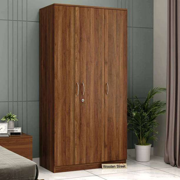 Wooden Street Kayden Premium Engineered Wood 3 Door Multi Utility Wardrobe With Lock Engineered Wood 3 Door Wardrobe