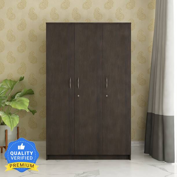 SIVOM Grover Multipurpose 3 Door Wardrobe / Spacious Shelves with Hanging Rail Engineered Wood 3 Door Wardrobe