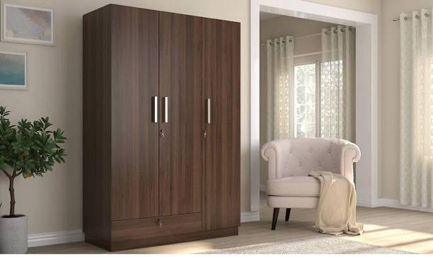 CASPIAN Wooden Almirah for Clothes and Stacking space -Home Furniture Storage Engineered Wood 3 Door Wardrobe