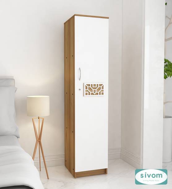 SIVOM Palette Multipurpose 1 Door Wardrobe / Spacious 4 Shelves with Drawer Engineered Wood 1 Door Wardrobe