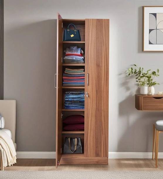 Pepperfry Wooden Almirah Adjustable Shelves Storage/Cupboard for Bedroom/Living Room/Home Engineered Wood 2 Door Wardrobe