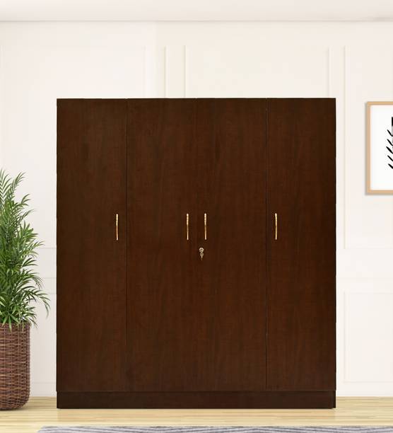 Outkraft MANHATTAN 4 Door Wardrobe IN Sawcut Dark FINISH Engineered Wood 4 Door Wardrobe