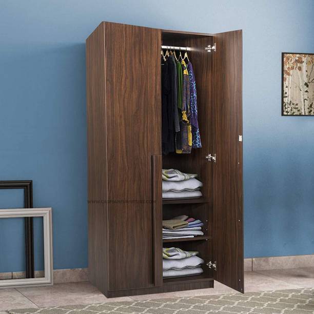 CASPIAN Wooden Almirah for Clothes and Stacking space -Home Furniture Storage Engineered Wood 2 Door Wardrobe