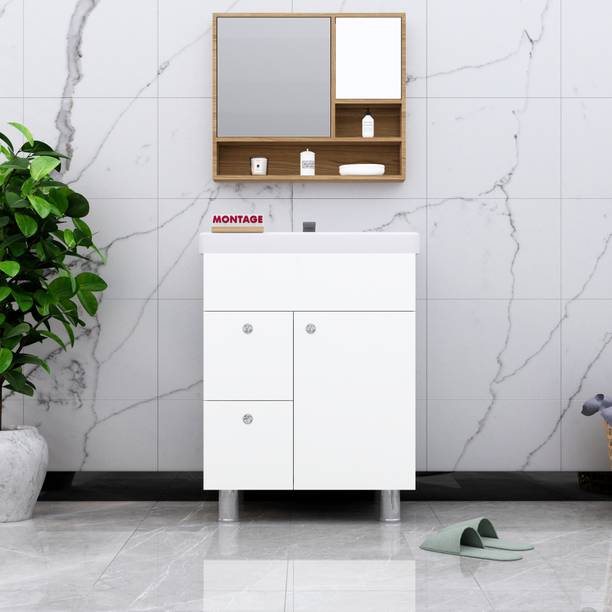 MONTAGE Washbasin Vanity Cabinet High Quality HDHMR Water Resistance Material Wood Wash Basin Cabinet Under Counter Basin