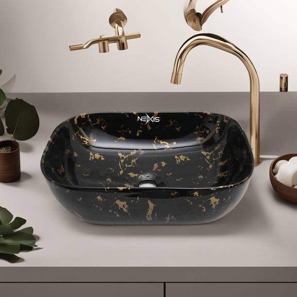 NEXIS Premium Designer Ceramic Wash Basin Glossy finish( 18x13x5 ) N109 Table Top Basin
