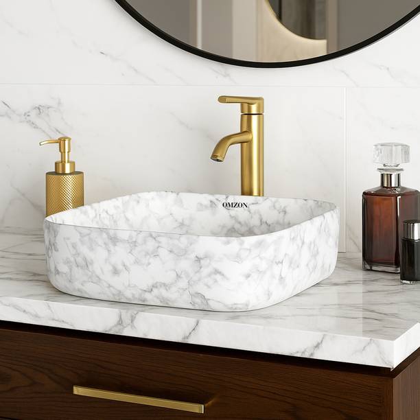omzon Ceramic Premium Designer Table Top Wash Basin(12x16x6 INCH) MONO 2219 Premium Luxurious Table Top Basin