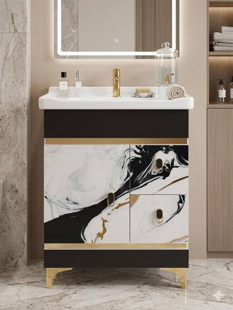 Clicebestix Wood Finish freestanding Wash Basin Vanity HDHMR Wood Wash Basin Cabinet Table Top Basin
