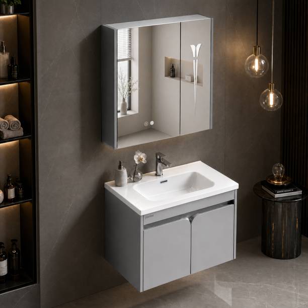 Plantex Cabinet with Washbasin and Mirror/Rectangular Basin with Cabinet Under Counter Basin