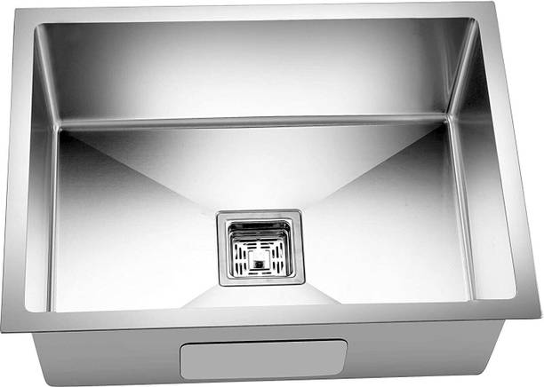 MESSINA 21 X 18 X 10 HANDMAD KITCHEN SINK SOUND PROOF SINGLE BOWL MATT FINISH Sound Proof (21"×18"×10") Handmade Kitchen Sink Single Bowl Silver Vessel Sink