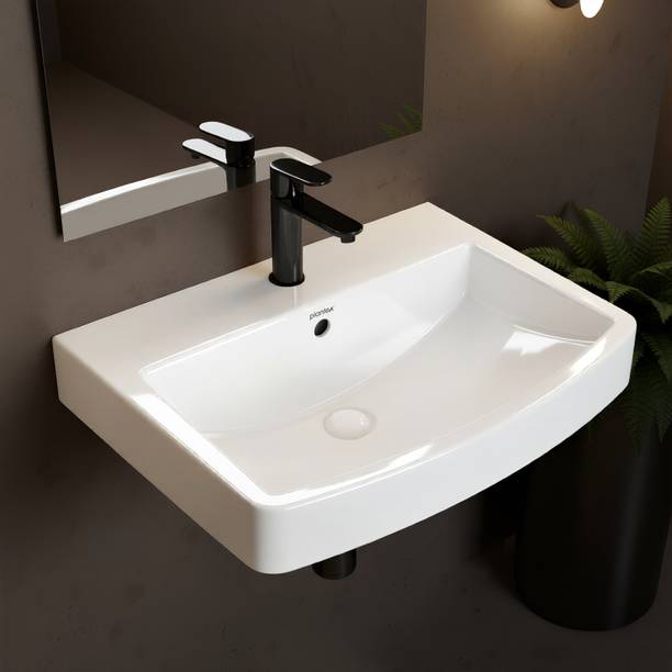 Plantex Wash Basin for Bathroom/Wallmount Washbasin Ceramic Washbasin for Bathroom/Wall Mounted Wash Basin/Sink for Living Room Wall Hung Basin