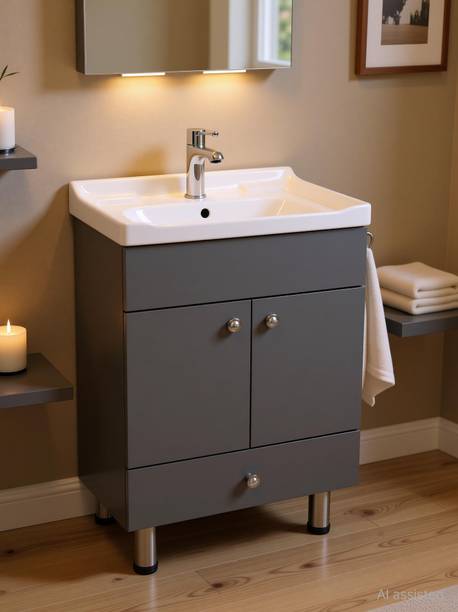 Stymax Wash Basin Vanity with Ceramic Washbasin Sink | Water Resistant Bathroom Cabinet STY0033 Table Top Basin
