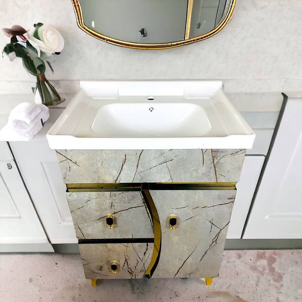 Clicebestix Gold premium 24" freestanding HDHMR wooden vanity cabinet with wash basin for bathroom & kitchen Table Top Basin