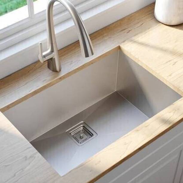 MESSINA 24 X 18 X 10 HANDMADE KITCHEN SINK 304 GRADE HEAVY-DUTY PREMIUM QUALITY CHROME 304 HANDMADE sound proof KITCHEN SINK HEAVY-DUTY PREMIUM QUALITY CHROME MATT FINISH (24"×18"×10") SILVER vessel sink DL_0.7A Vessel Sink