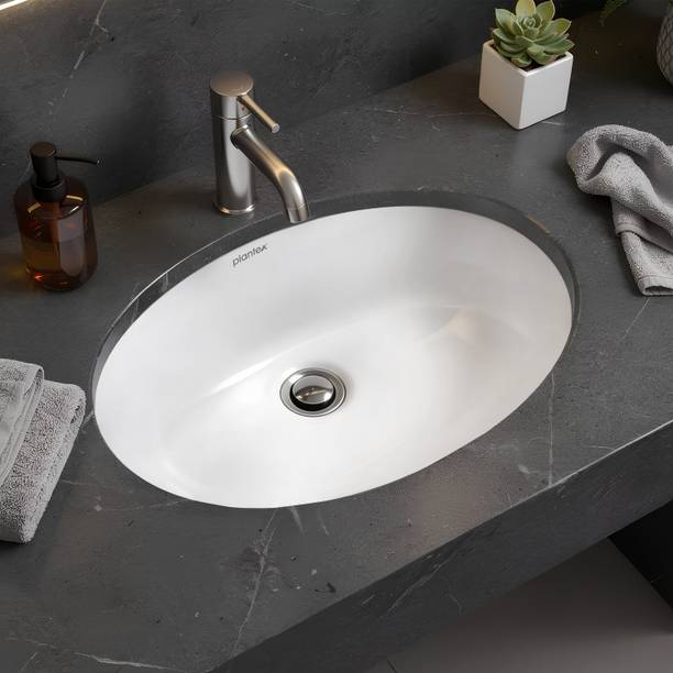 Plantex Under Mount Ceramic Basin/Basin for Bathroom/Basin for Home/Hotel Under Counter Basin