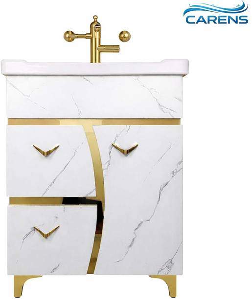 CARENS 24" HDHMR Vanity Bathroom Vanity with Ceramic Wash Basin | HDHMR Cabinet | 3 Drawer Vanity Counter Top