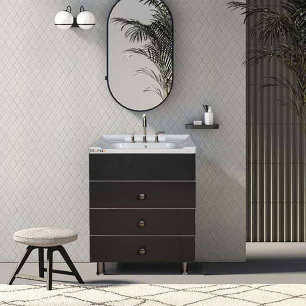 Stymax FREESTANDING WASH BASIN VANITY HDHMR WOOD WASH BASIN CABINET GREY V3 Table Top Basin