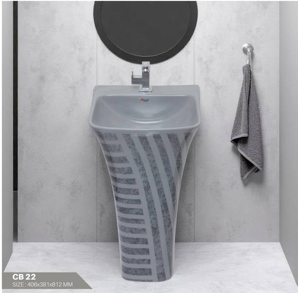LUXEHOME Elegant Ceramic Standing Wash Basin with Pedestal – Glossy Finish Luxury Contemporary Quba Series Standing Wash Basin | Durable Ceramic Pedestal Pedestal Basin