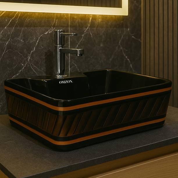 omzon Ceramic Premium Designer Table Top Wash Basin(12x16x5 INCH) SOGO 2501 Premium Luxurious Table Top Basin