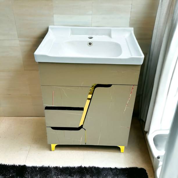 BOBBYEXPORT Gold premium 24 inch freestanding Vanity with washbasin premium design three draws Table Top Basin