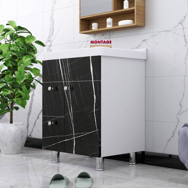 MONTAGE Washbasin Vanity Cabinet with Ceramic Sink Water Resistance HDHMR Wood Material Vanity Under Counter Basin