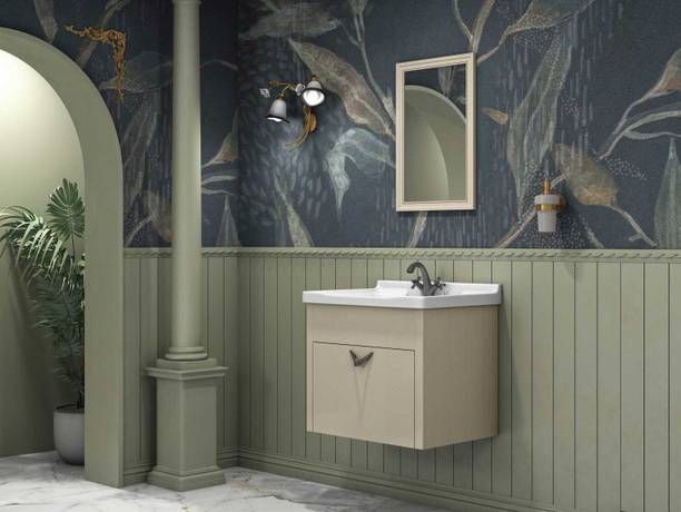 Flowenza Unbreakable Bathroom Vanity Cabinet & Washbasin Set/Washbasin with Cabinet ivory Wall Hung Basin