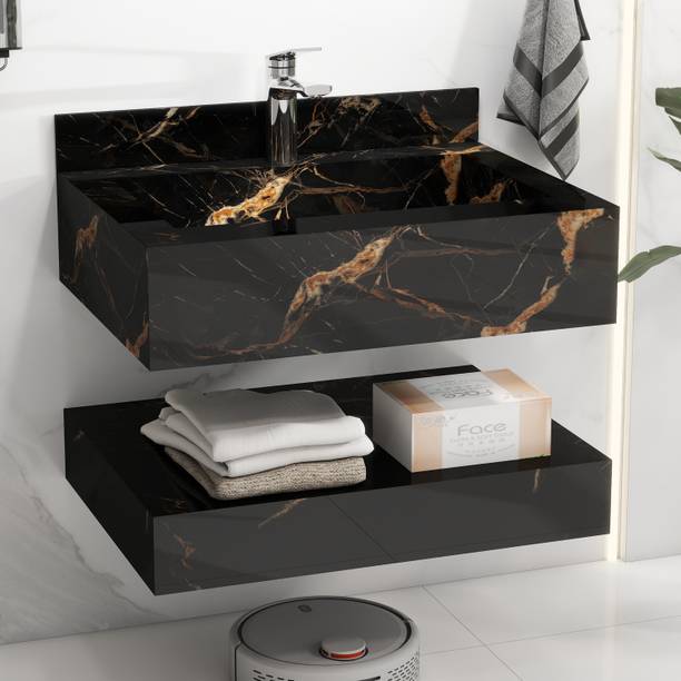 Plantex Rock Slab Floating Vanity with Washbasin for Bathroom/Cabinet with Basin (APS-ED-1158-60x45CM) Wall Hung Basin