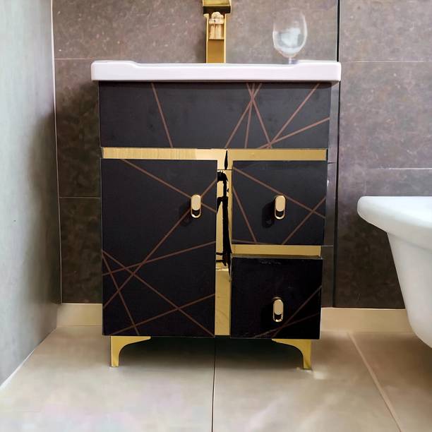 BOBBYEXPORT Gold premium 24 inch freestanding Vanity with washbasin premium design three draws Table Top Basin