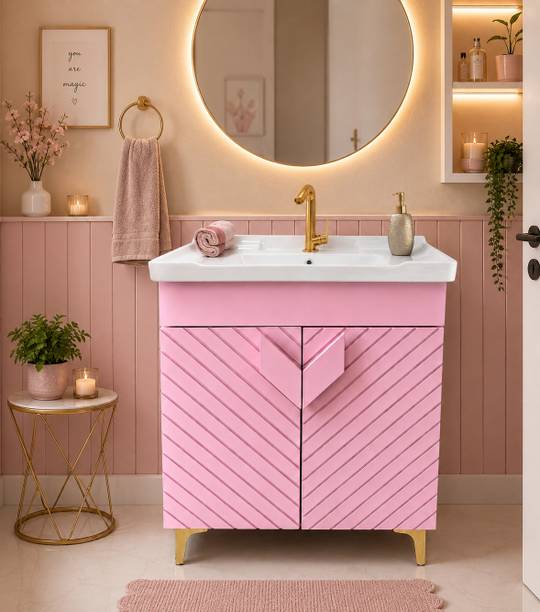 CLEOPATRA Blush Pink Aesthetic Bathroom Vanity for Stylish Bathrooms Pink01B Over Counter Basin