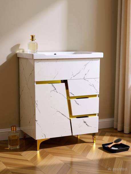 BOBBYEXPORT Z Gold Premium White freestanding Wash Basin Vanity Cabinet HDHMR Cabinet Table Top Basin
