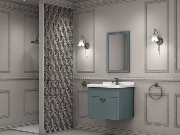 Flowenza Unbreakable Bathroom Vanity Cabinet & Washbasin Set/Washbasin with Cabinet grey Wall Hung Basin