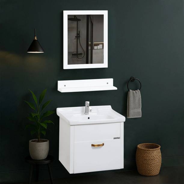 Plantex Wash Basin with Cabinet/Unbreakable Wall Mount Vanity Cabinet for Bathroom Organizer - (APS-506) Wall Hung Basin