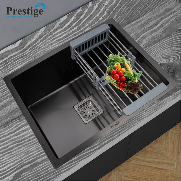 Prestige (24"X18"X10") Stainless steel 'Square Bowl' kitchen sink (Single Bowl) (Black) Vessel Sink