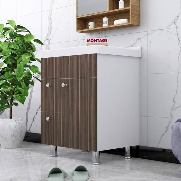 MONTAGE Wash Basin with Cabinet | Waterproof Bathroom Vanity 2 Drawer, 1 Door Storage New Design Cabinet Under Counter Basin