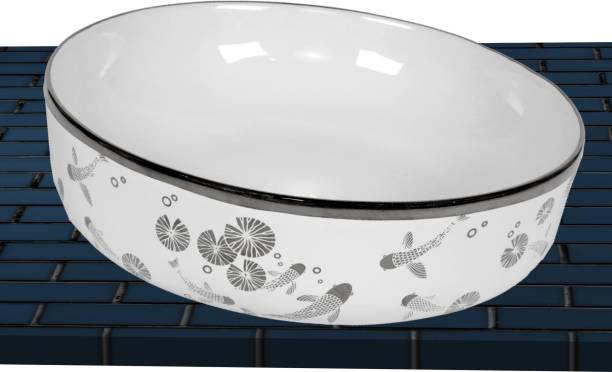 AEIR Fancy Premium Designer Imported Tabletop Ceramic Wash Basin 16X16 INCH - K2803 Ceramic Bathroom wash Basin Counter Top