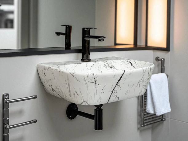 Clayramic Premium Quality Designer Ceramic (2 In 1) Wash basin (M-Dd2-1006-New) (16x12x5)(M-DD2-1006-New) Wall Hung Basin