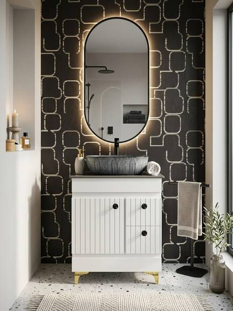 CLEOPATRA Premium 24" freestanding Wash Basin Vanity Cabinet For Bathroom and kitchen PU-03 white Over Counter Basin