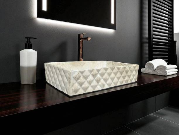 DELTA Premium Designer Ceramic Wash basin Cube(M95) Cube(25x14.5x5.5)(M95)Matt Table Top Basin