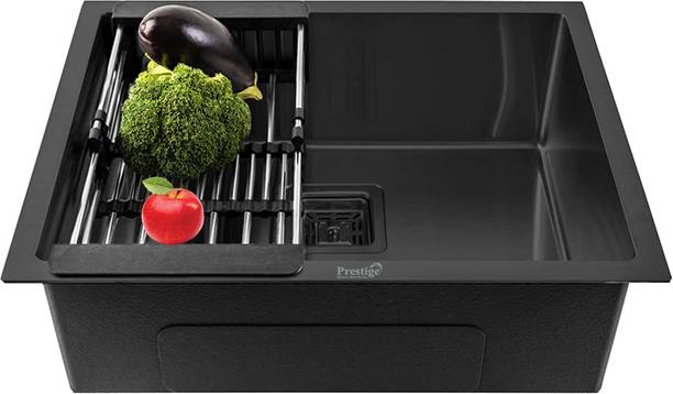 Prestige 24" X 18" X 10" SINGLE BOWL SS-304 GRADE BLACK HANDMADE KITCHEN SINK Vessel Sink