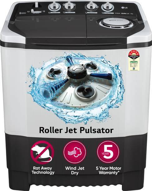 LG Electronics 7.5 kg Semi Automatic Top Load Washing Machine Grey, White
