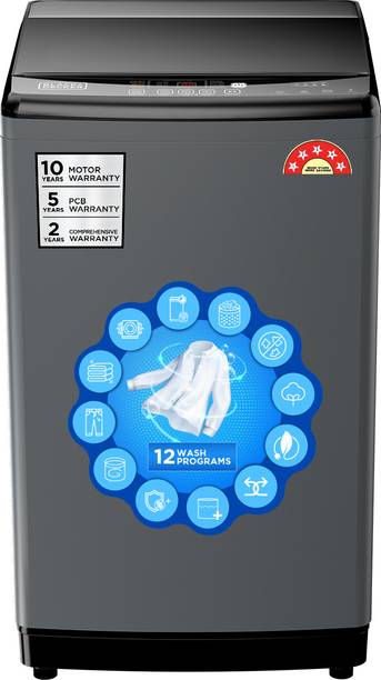 BLACK+DECKER 8 kg Fully Automatic Top Load Washing Machine with In-built Heater Grey