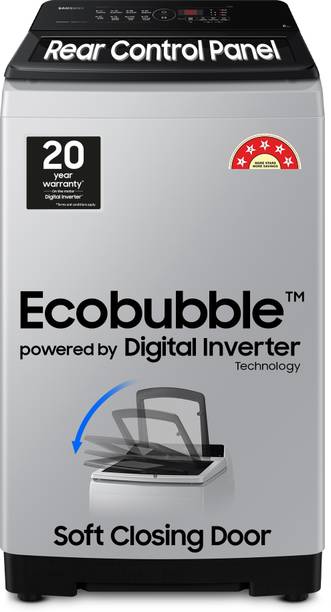 SAMSUNG 8 kg 5 star, Ecobubble, Digital Inverter, Fully Automatic Top Load Washing Machine Grey