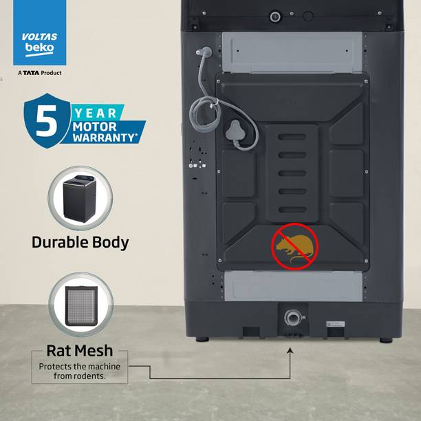 Voltas Beko 8 kg Fully Automatic Top Load Washing Machine Grey