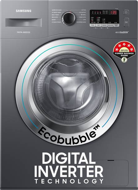 Samsung 7 kg 5 star, EcoBubble Technology, Hygiene Steam Digital Inverter Fully Automatic Front Load Washing Machine with In-built Heater Grey