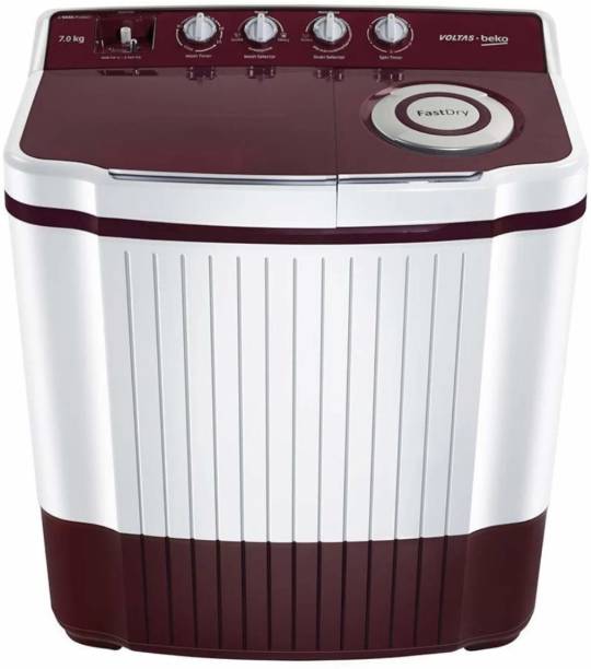 Voltas Beko by A Tata Product 7 kg Semi Automatic Top Load Washing Machine White, Maroon