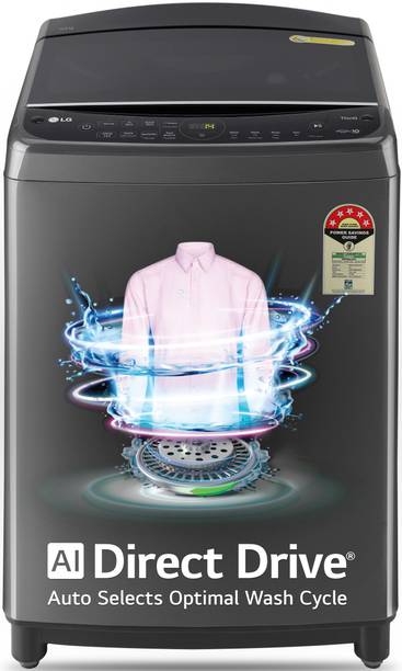 LG 10 kg 5 Star, AI Direct Drive Technology, Steam, 6 Motion Direct Drive, Jet Spray+, Wi-Fi Enabled, Turbowash Fully Automatic Top Load Washing Machine with In-built Heater Black, Grey