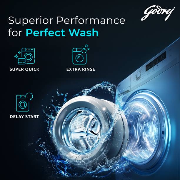 Godrej 7 kg FabriSafe Drum, AI Tech With Steam Wash Fully Automatic Front Load Washing Machine with In-built Heater White