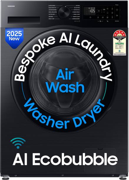 Samsung 12/7 kg Washer with Dryer 5 Star, AI EcoBubble, AI Energy Mode, Air Wash, Super Speed, Hygiene Steam, Wi-Fi, Digital Inverter with In-built Heater Black