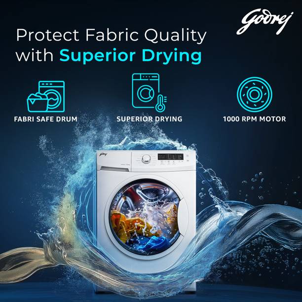 Godrej 7 kg FabriSafe Drum, AI Tech With Steam Wash Fully Automatic Front Load Washing Machine with In-built Heater White
