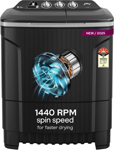 गोदरेज 8 kg 5 स्टार विथ एक्टिव सोक टेक्नोलॉजी विथ ट्राई रोटो स्क्रब पल्सेटर सेमी ऑटोमैटिक टॉप लोड वॉशिंग मशीन ग्रे