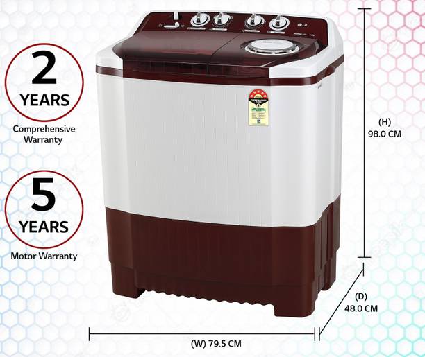 LG 7.5 kg with Roller Jet Pulsator + Soak Semi Automatic Top Load Washing Machine Red, White